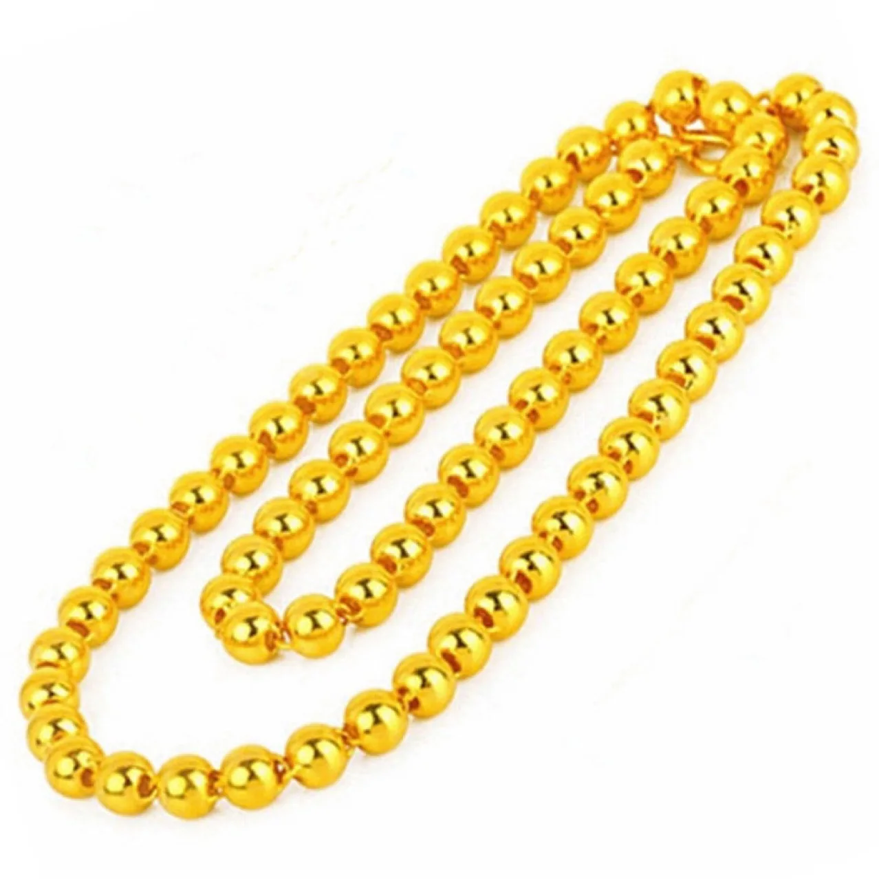 

Thick Vietnam Alluvial Gold Necklace Men's And Women's Hollow Glossy Round Beads Gold-Plated Faux No Color Fading