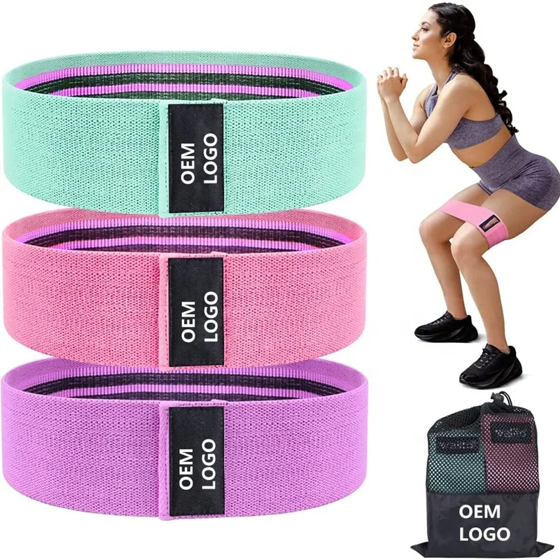 

Customized Logo Exercise Workout resistance band HIP Strength Fitness Fabric Resistance Bands Set