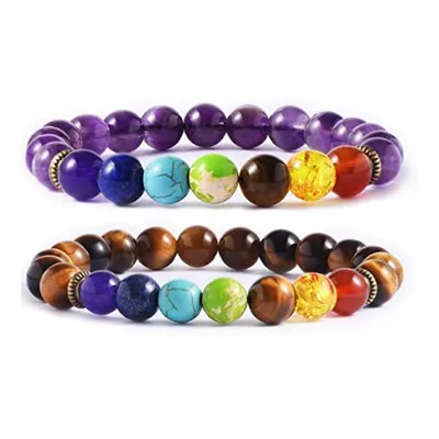 

2021 Hotsales High Quality Natural Tiger Eye Stone Beads Bracelet Colorful Turquoise Stone Amethyst Chakra Bracelet