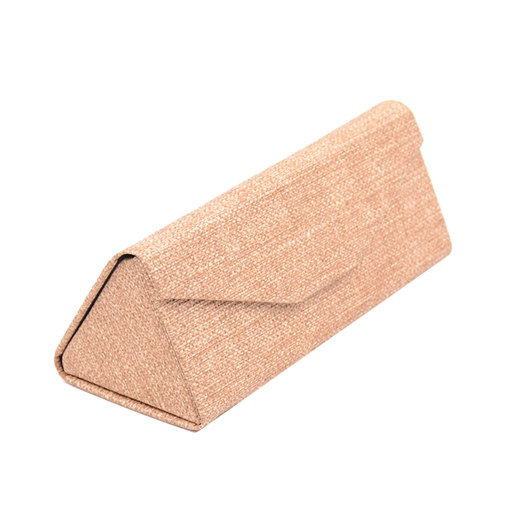 

Wholesale OEM High Quality Handmade foldable folding cardboard paper Pu Leather Eyeglasses sun glasses sunglass Case, Brown