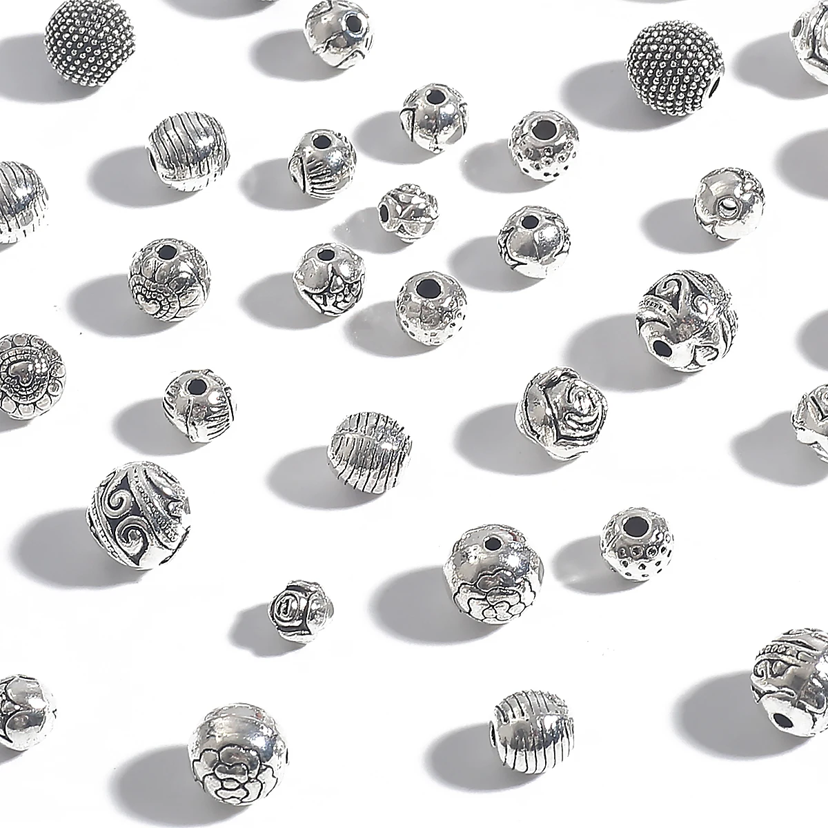 

Wholesale 10-50Pcs/bag Antique Silver Spacer Beads Loose Beads For DIY Necklace Bracelet Findings Making, Sliver