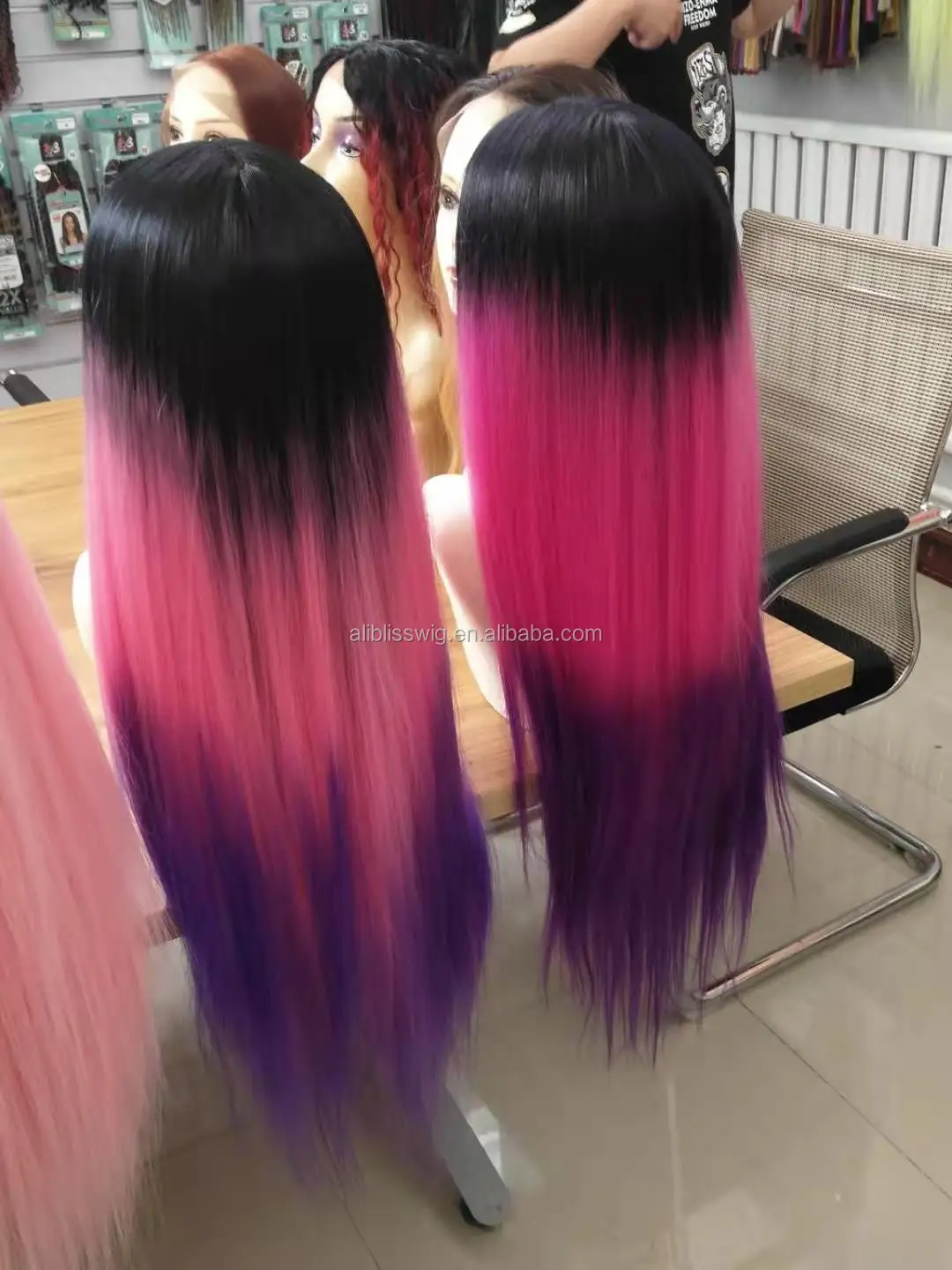 ombre hair dark brown to pink