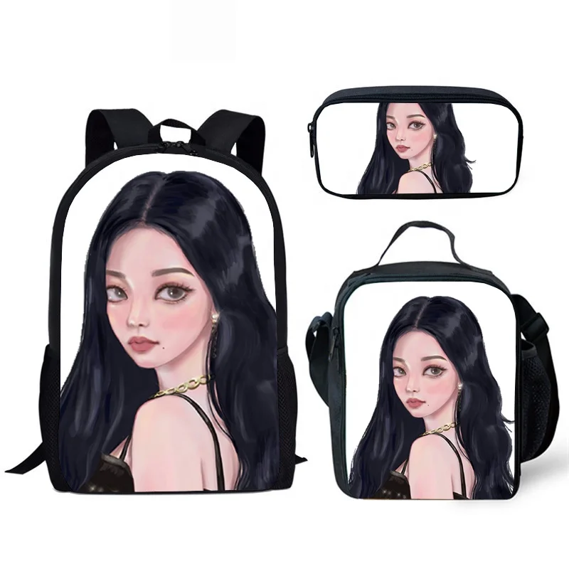 

New Fashion Personalized Design Printable 3 Pieces Backpack Sets Sublimation Blank Backpack, White