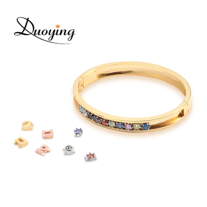 

DIY Personalized Name Custom Slider Zirconia Charms zodiac Birthstone Bangles