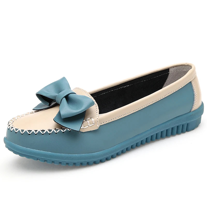 

Wholesale Genuine Leather ladies flat shoe Fashion Classic Style bow-knot Versatile women's shoes flat shoes