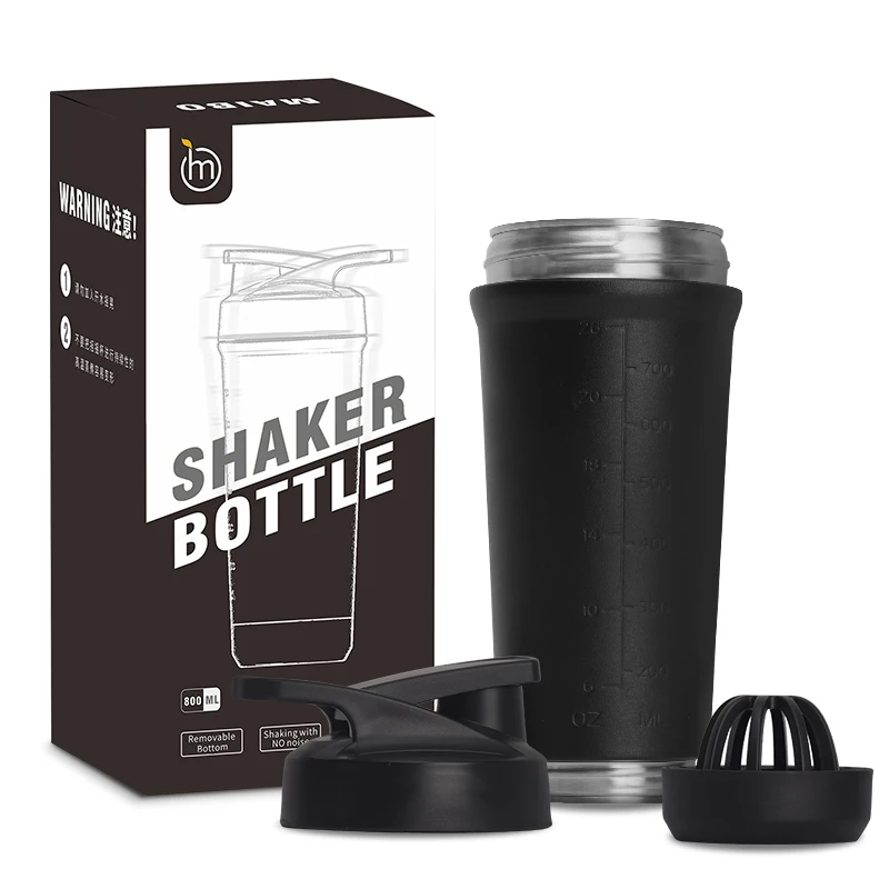 

New Design Black Sport Water Bottles Smoothie Blender Gym Stainless Steel Protein Shaker Cup Bottle, Customized color