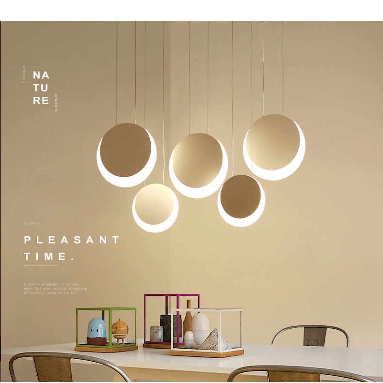 Modern led restaurant chandelier creative round combination fashion clothing store front desk coffee shop chandelier