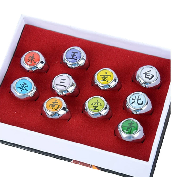 

New Arrived 10pcs/Set Cosplay Accessories Anime Cartoon Rings Akatsuki Member's Cosplay Rings, Picture