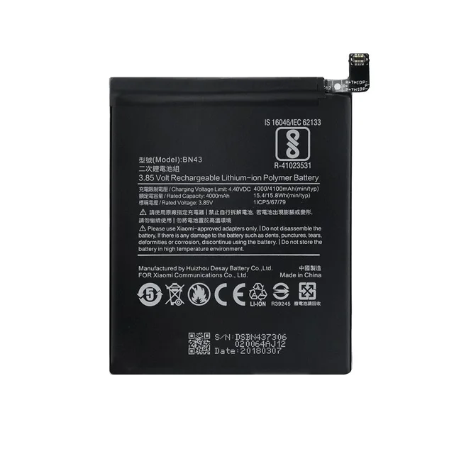 

Replacement mobile phone battery 3.85V 4100mAh BN43 Battery For Xiaomi Redmi Note 4X