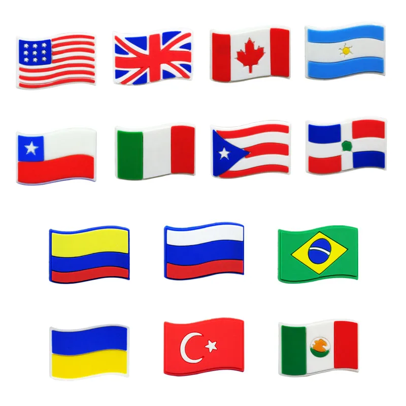 

National flags custom clog croc PVC shoe lace decoration charms custom wholesale vendor