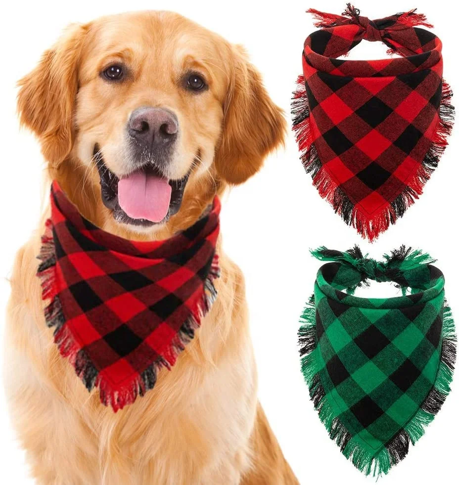 

cotton plaid pet dog bandana, Customized color
