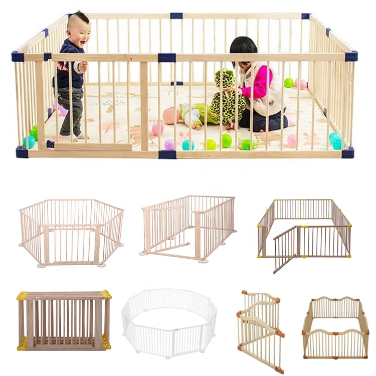 
Baby Playpen Wood Square Baby Fence Wooden Playpen Kids Crawling Guardrail 