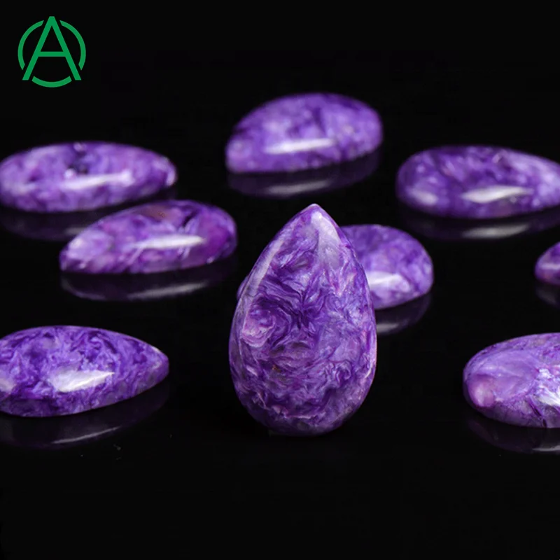 

ArthurGem Natural Charoite Pear Cabochon, Gemstone Cabochons for Jewelry Making, 100% natural color