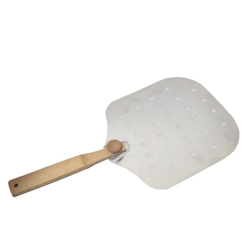 

Top selling perforated pizza peel non stick Aluminum pizza peel perforated pizza cake shovel, Sliver