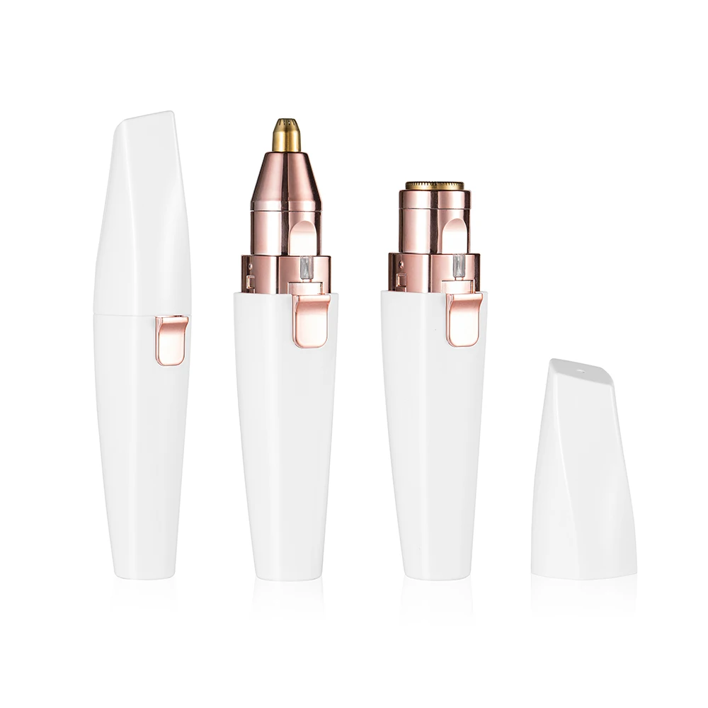 

New USB charge portable facial hair removal 2 in 1 electric epilator lady eyebrow lipstick shaver, White