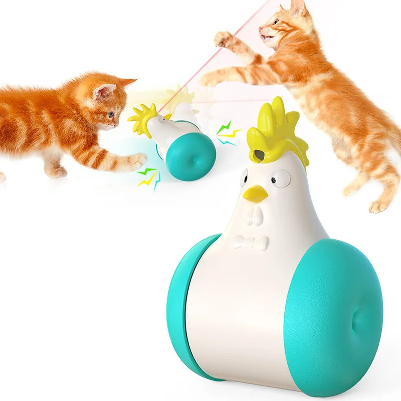 

Wholesale High Quality Funny Interactive Cat Toy Scratcher Rocking Diced Chicken Cart Tumbler Squeak Cat Toy