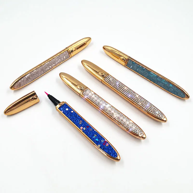 

High Quality Professional Gold Crystal Diamond Eyeliner Pencil Lash Glue Eyelash Adhesive Eye Liner Pen Magic Eyeliner, Stock