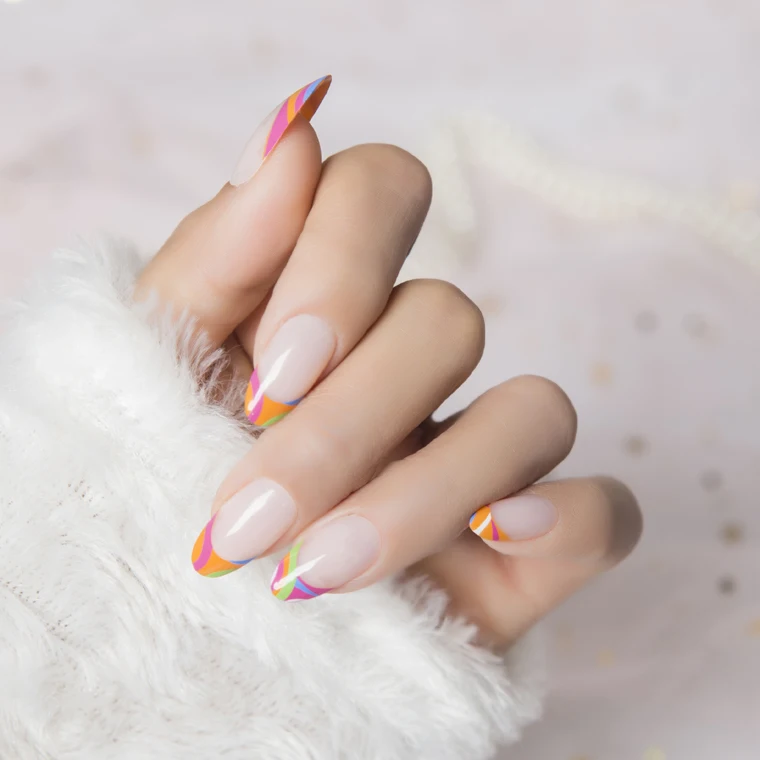 

instagram trend modern french nails oval shapes press on artificial fingernails false nails