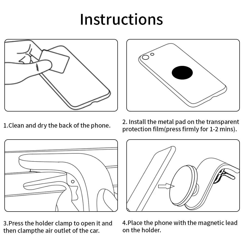Car Air Vent Clip Mount Stand L Shape Car Phone Holder 360