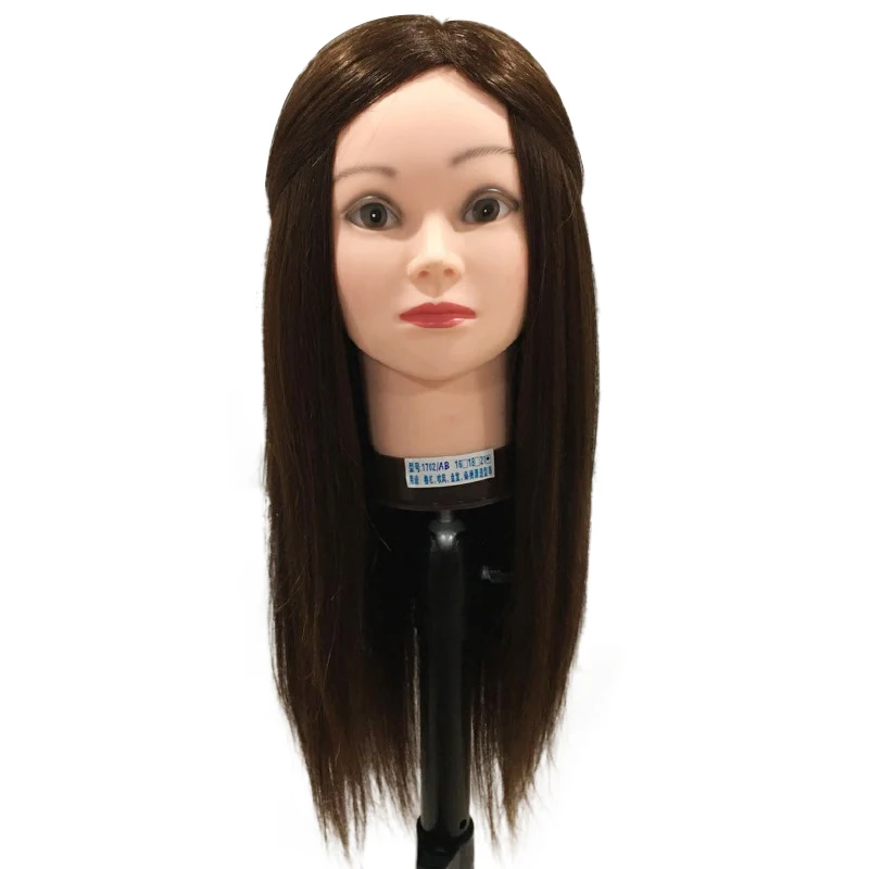 

hairdressing headform real hair practice head model, As picture