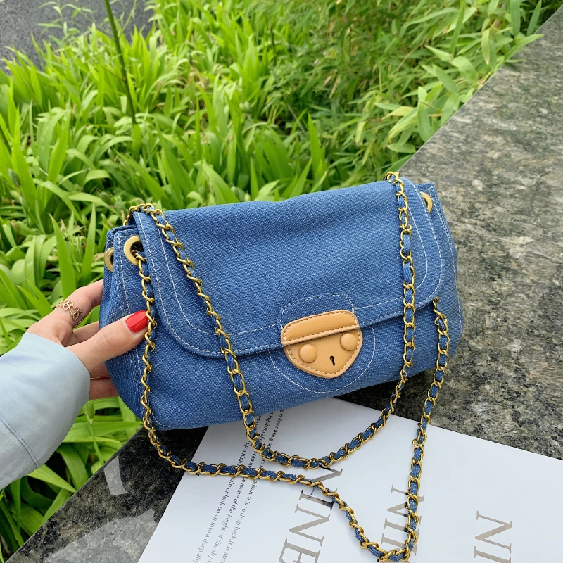 

Wholesale Retro Denim Handbag 2021 Fashion Korea Jean Women Big Tote Bag For Ladies, 3 colors