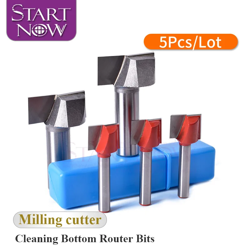 

Startnow 5PCS Cleaning Bottom Router Bits For Organic Board MDF Wood PVC CNC Tool Router Engraving Bit End Mills Milling Cutters