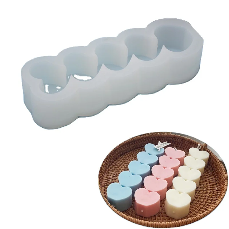 

Love Heart Shape Silicone Candle Mold DIY Handmade Scented Aroma Candles Molds for Wedding Party Dinner Candle Making Decor