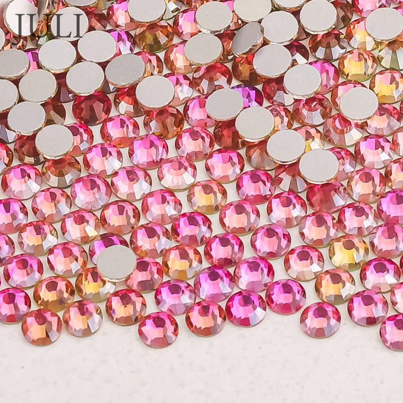 

New Styles Ss6 8 10 12 16 20 30 Ab Round Non Hotfix Nail Crystal Stone Glass Flatback Rhinestone For Crafts, More than 50 colors can be selected