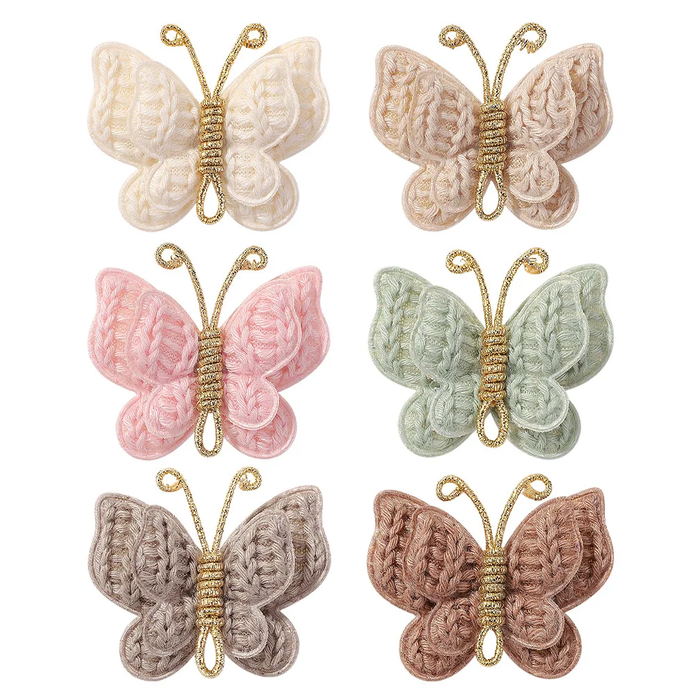 

2024 New Design Cute Sweet Kids Hairpins Handmade Knitting Butterfly Duckbill Hair Clip Accessories For Girls