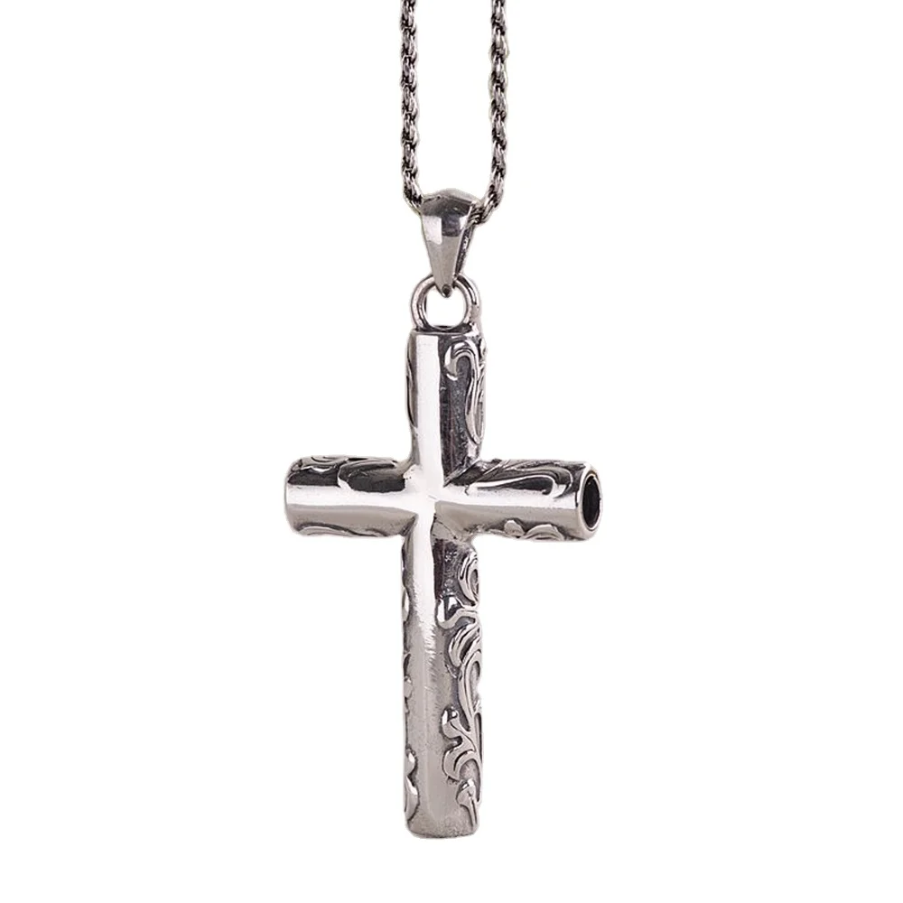 

Real Pure 925 Sterling Silver Silver Cross Pendant For Men And Women Simple Smooth Prayer Jewelry Ametist