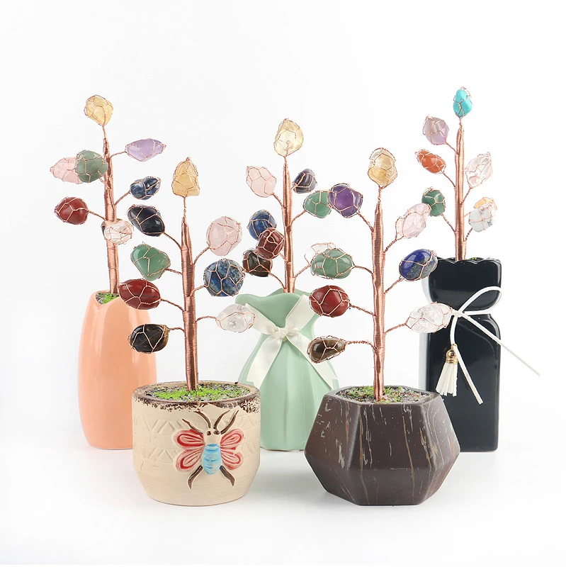 

Renowned designer Joey's latest for 2023 vase with natural crystal Tumble and Raw Stone tree