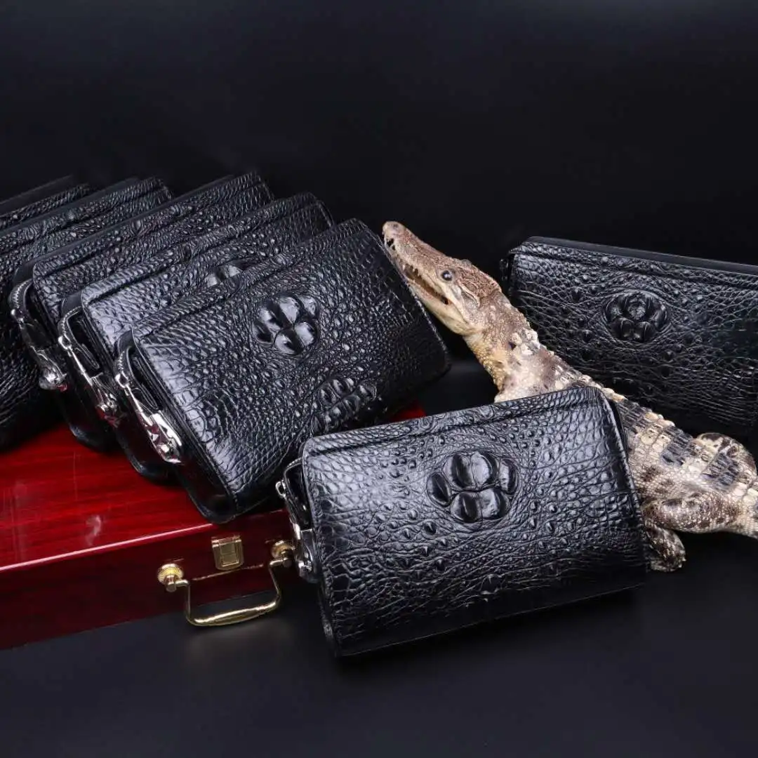 

Latest new design black crocodile leather handbags luxury waterproof wallet for men