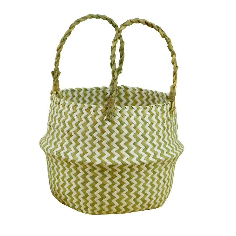 

Seagrass Woven Flower Pot Storage Basket Creative Rattan Belly Basket for Storage Plant Pot