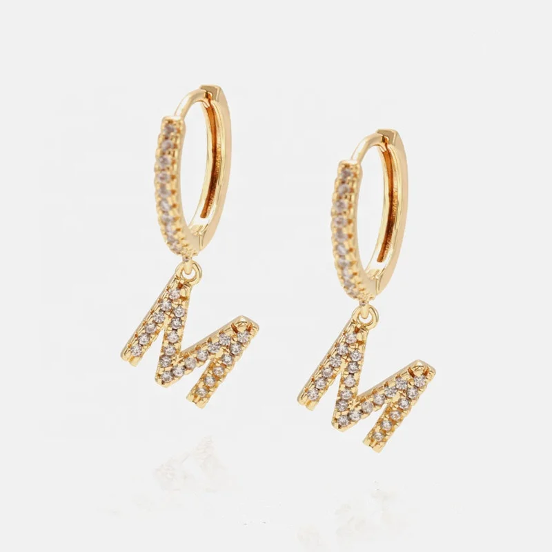 

2020 new trend fashion real gold-plated DIY alphabet earrings jewelry 26 English alphabet initial earrings, Picture shows
