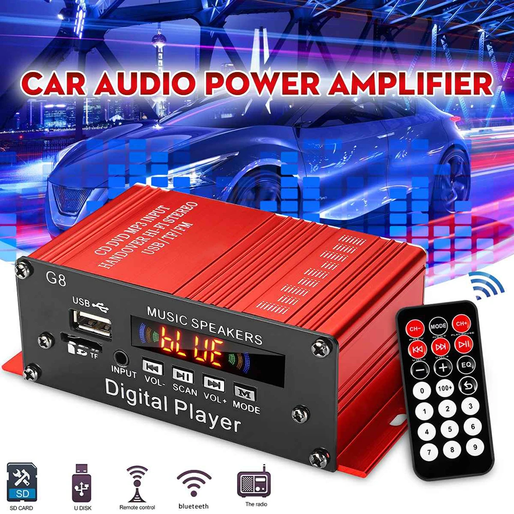 

GAP-G919 Mini Amplificador Audio blueteeth Stereo Power Amplifier FM SD HIFI 2CH AMP Audio Music Player for Car Home, Black
