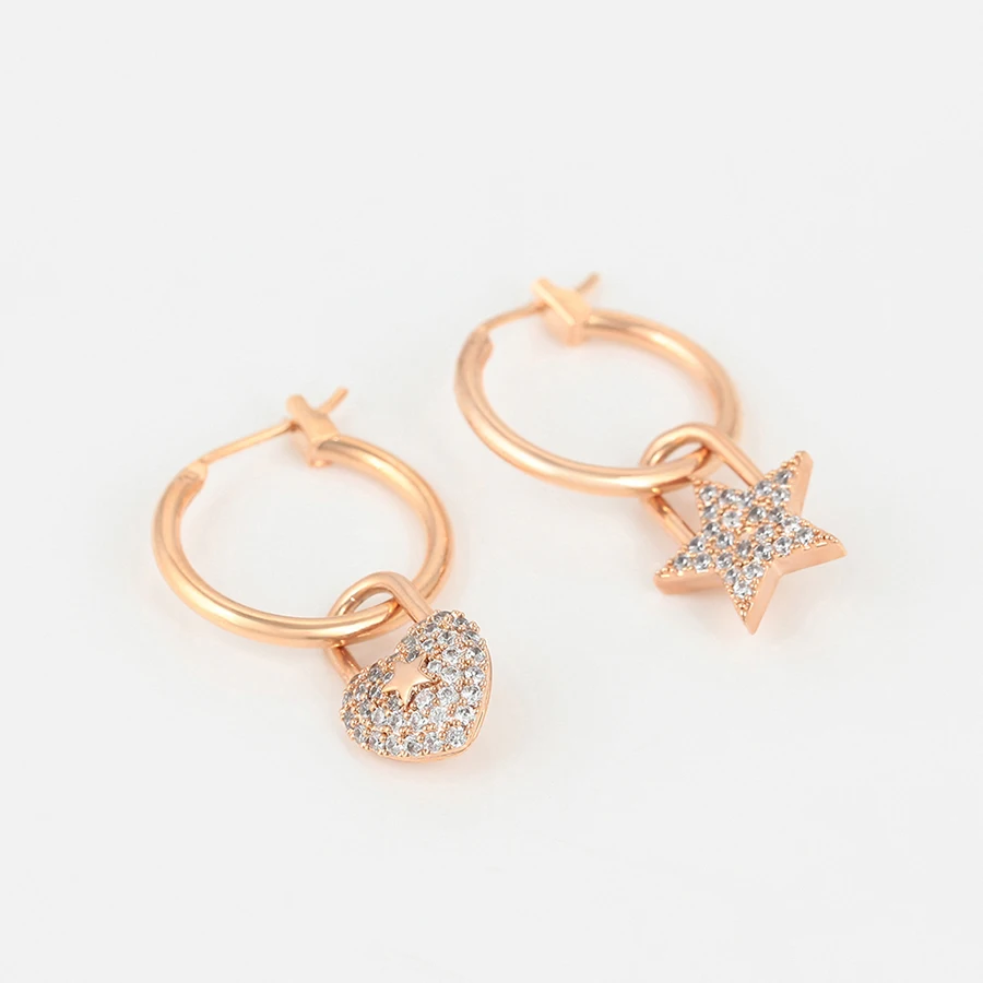 

earring 420 xuping Customizable star and Moon Rose gold plated copper alloy earrings