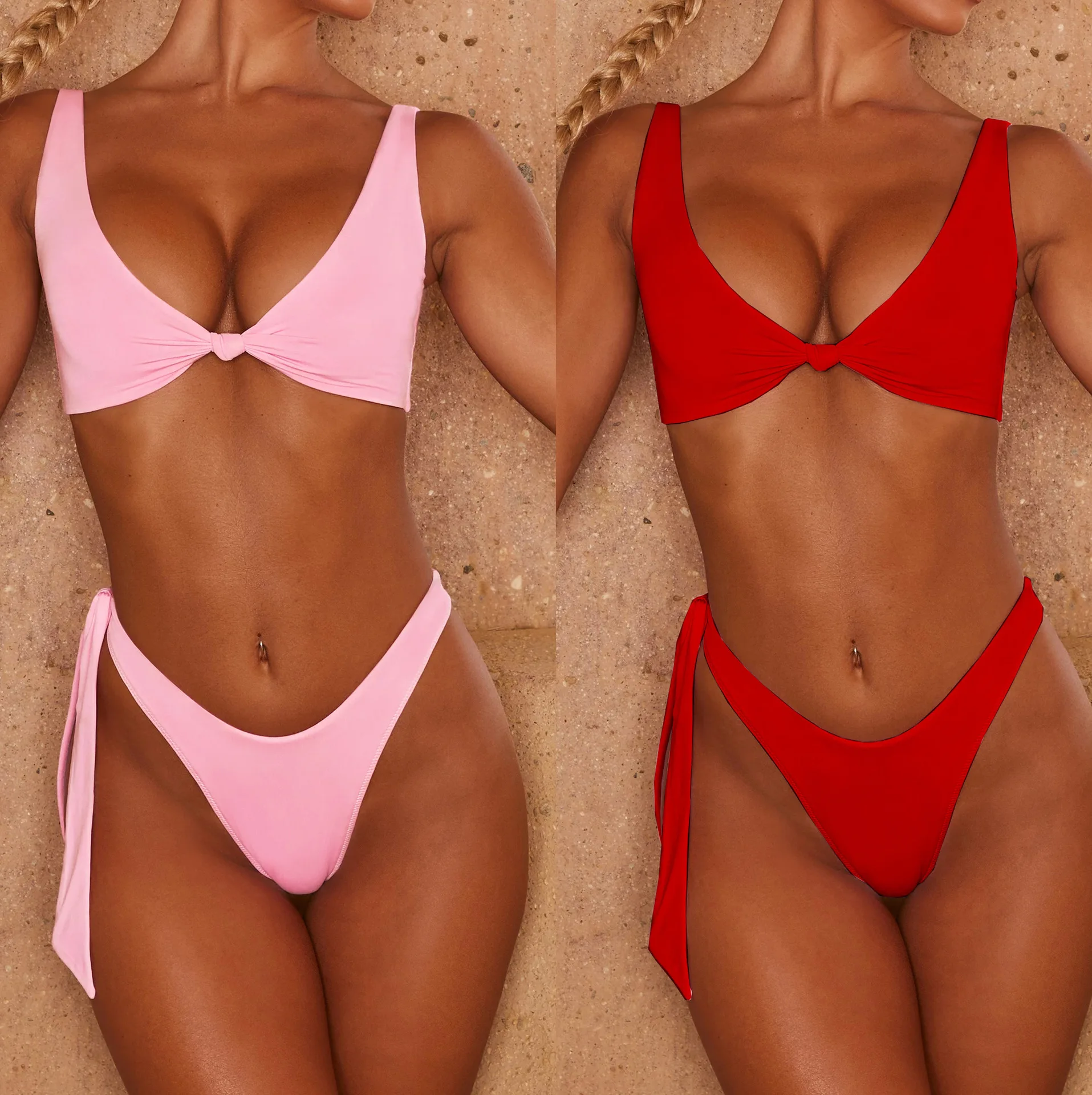 

2021 Custom Brazilian Micro Bikinis Two Piece Pink Swimwear Push Up Highwaist Swimsuit, Picture shows