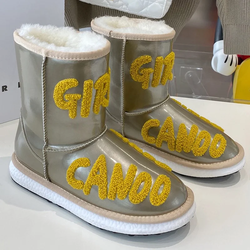 

Designer Luxury fur boot famous brand women ladies Lamb boots winter chaussures shoes snow boots