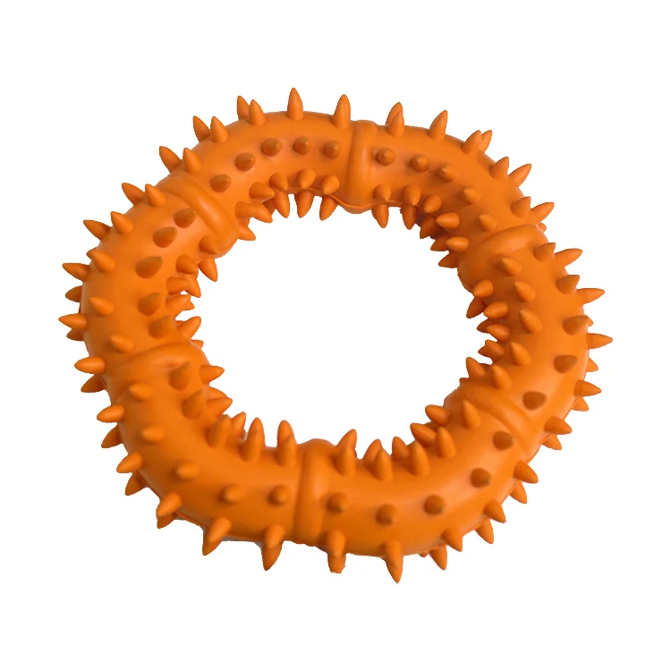 

Hot sale natural eco-friendly rubber spike ring dog toys