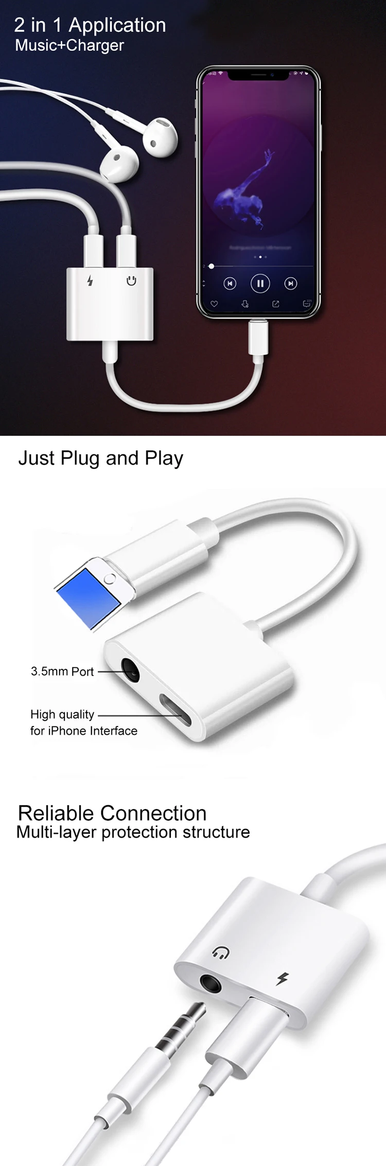 Music 3.5mm Jack Adaptor 2 In 1 Fast Charger Headphone Adapter For iPhone.jpg