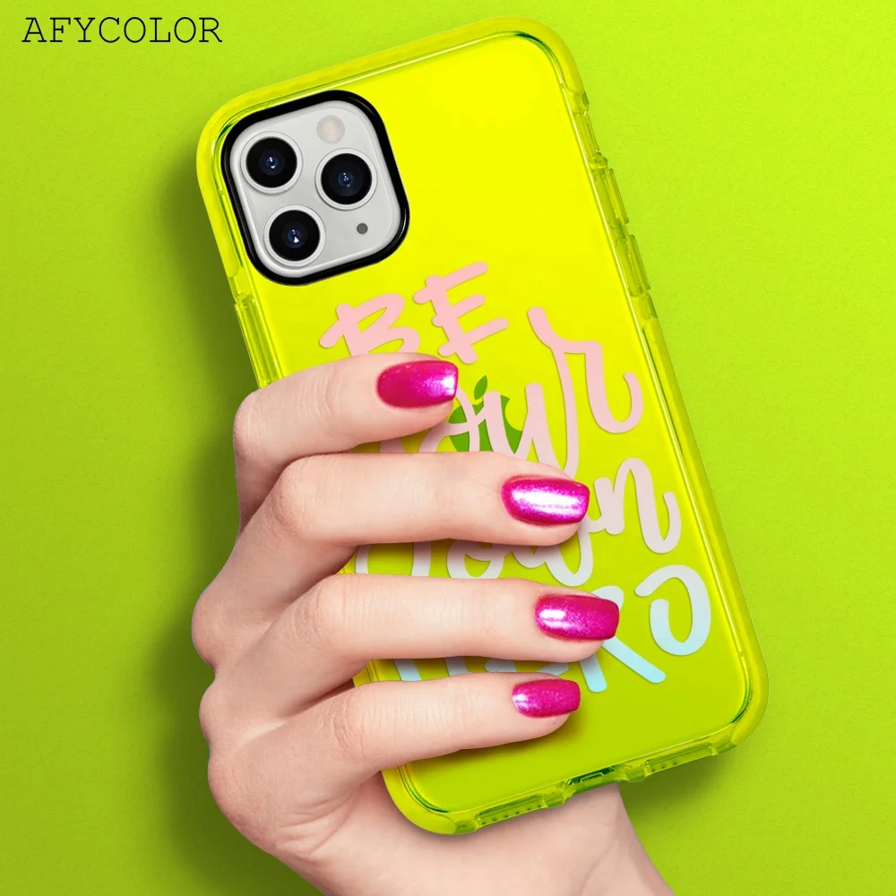 

Custom customized UV print printing design neon yellow tpu tpe shockproof mobile cell phone cover case for iphone 11 pro max