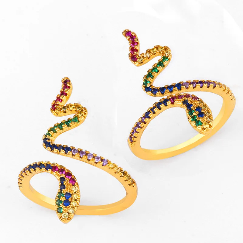 

Vintage Quality Diamond Ring in Gold with Paper Box Snake Ring Color Zircon Finger Jewelry for Women Saudi Gold Wedding Rings