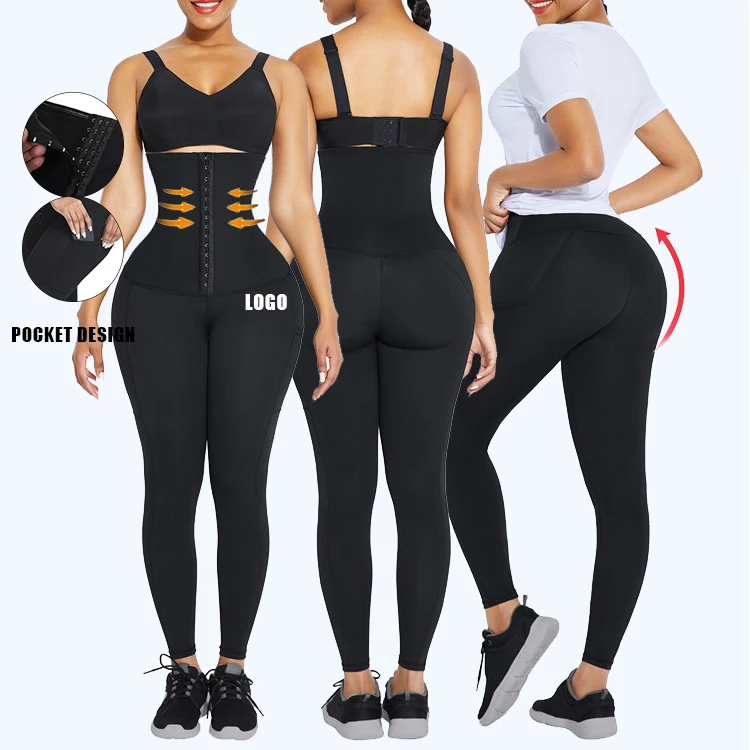 

HEXIN Oem And Odm Service Fitness High Waisted Workout Leggings Enahncer Butt Lifter Pocket Design Waist Trainer Leggings