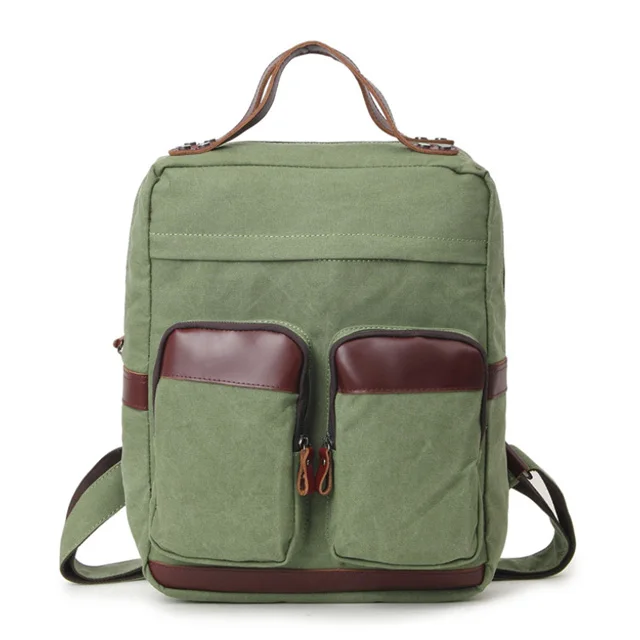 

custom logo wholesale men travel rucksack genuine leather canvas backpack daypack, As picture/customized