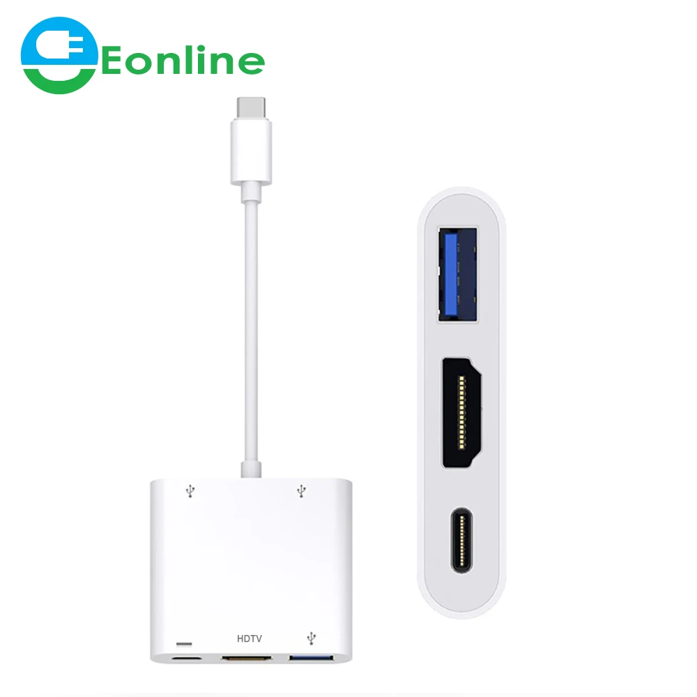 

5 in1 Type-c HUB USB C To HDTV-compatible Converter Head HDTV USB 3.0 PD Fast Charging Smart Adapter For MacBook