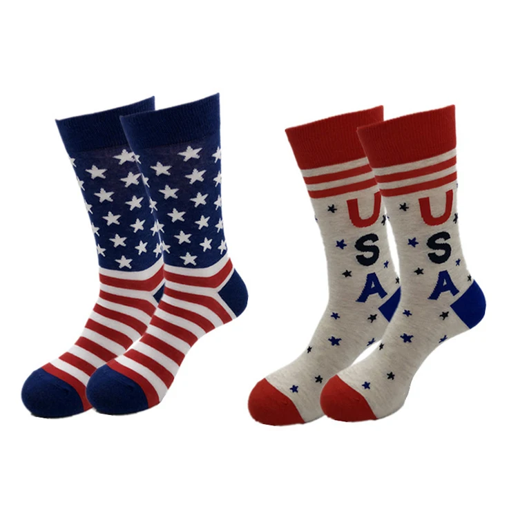 

RTSSY-027 Men's Fashion High-Heeled Cotton Socks Trump Personalized Letters Casual Sports Socks American Flag Striped Socks