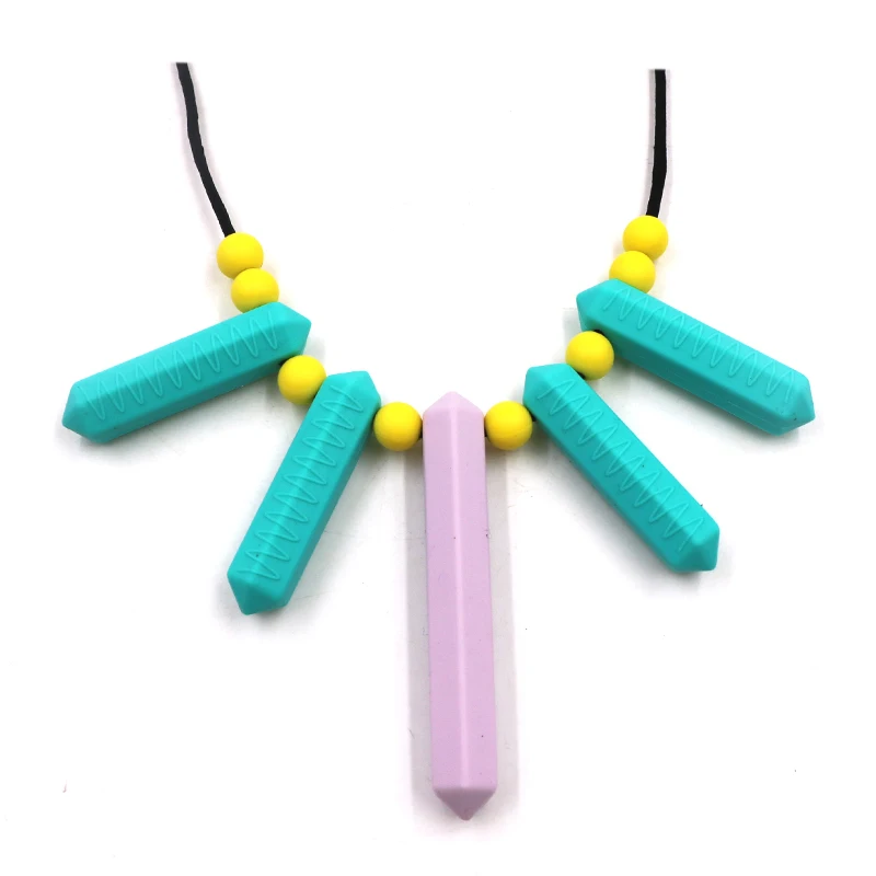 

Eco-friendly autism baby silicone teether Safe Calming sensory chew necklace, 5 colors