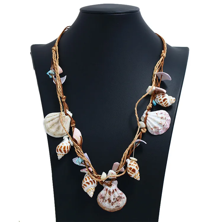 

Ruigang Party Favor Custom Bohemian Seashell Pendant Long Rope Conch Necklace For Women Girls, As picture