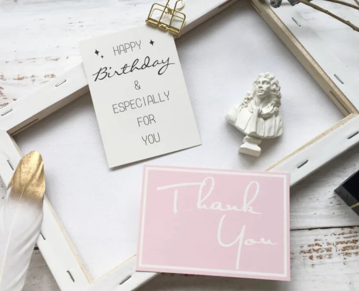 
Printed Graduation White Party Anniversaries Bouquet Thanks Invitation Greeting Baby Shower Paper Cards in Stock 