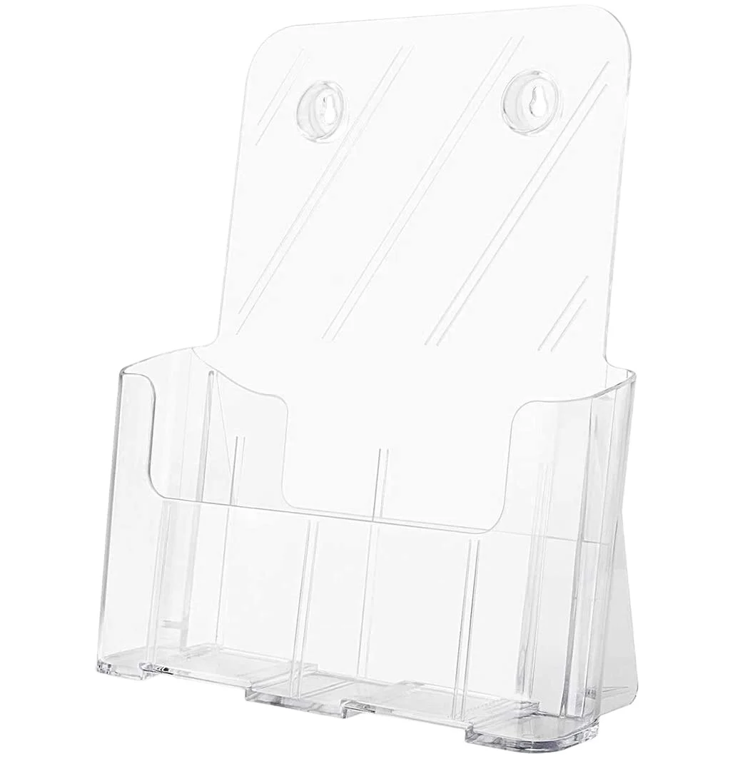 

A4 Size clear plastic brochure holder book shelf magazine tiers rack acrylic desktop